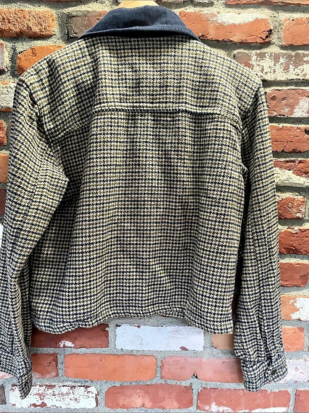 Cropped Lucky Brand Houndstooth Utility Jacket Blue & Cream Medium - Picture 4 of 10